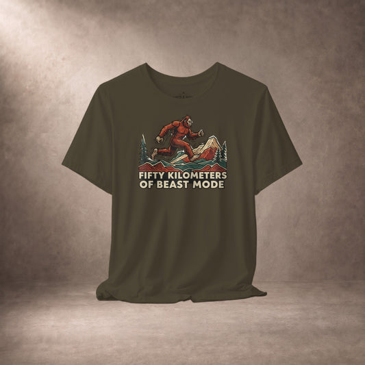 Fifty Kilometers Of Beast Mode Running Bigfoot T-Shirt -XS - Sloth & Duck