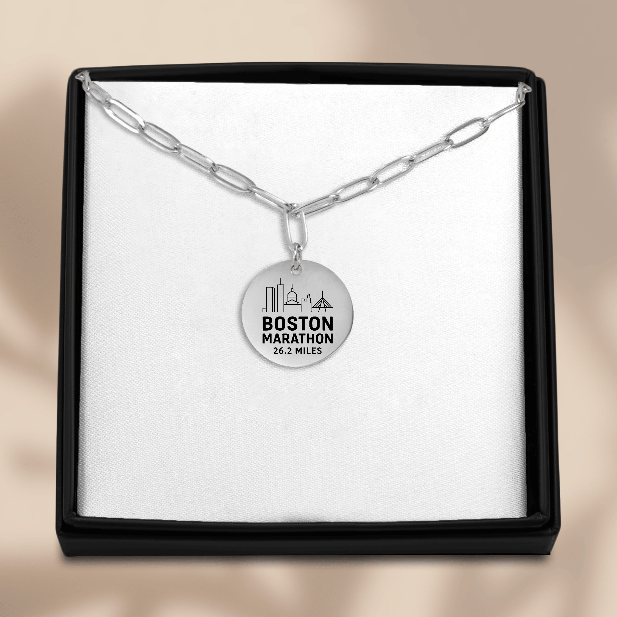 Personalized Boston Marathon Skyline Necklace 26.2 Miles