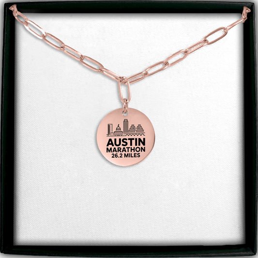Personalized Austin Marathon Skyline Necklace 26.2 Miles