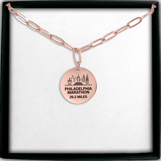 Personalized Philadelphia Marathon Skyline Necklace 26.2 Miles