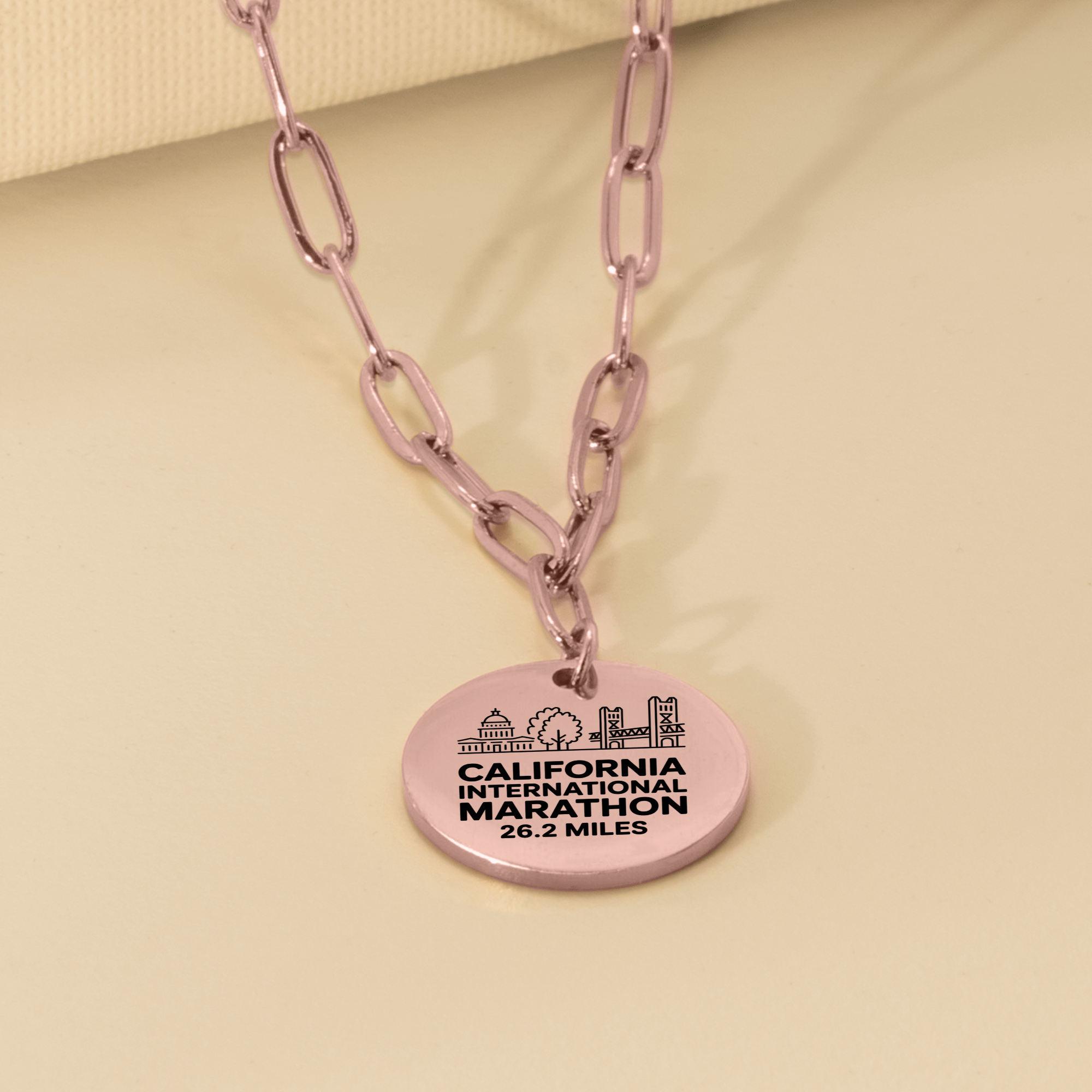 Personalized California International Marathon Skyline Necklace 26.2 Miles