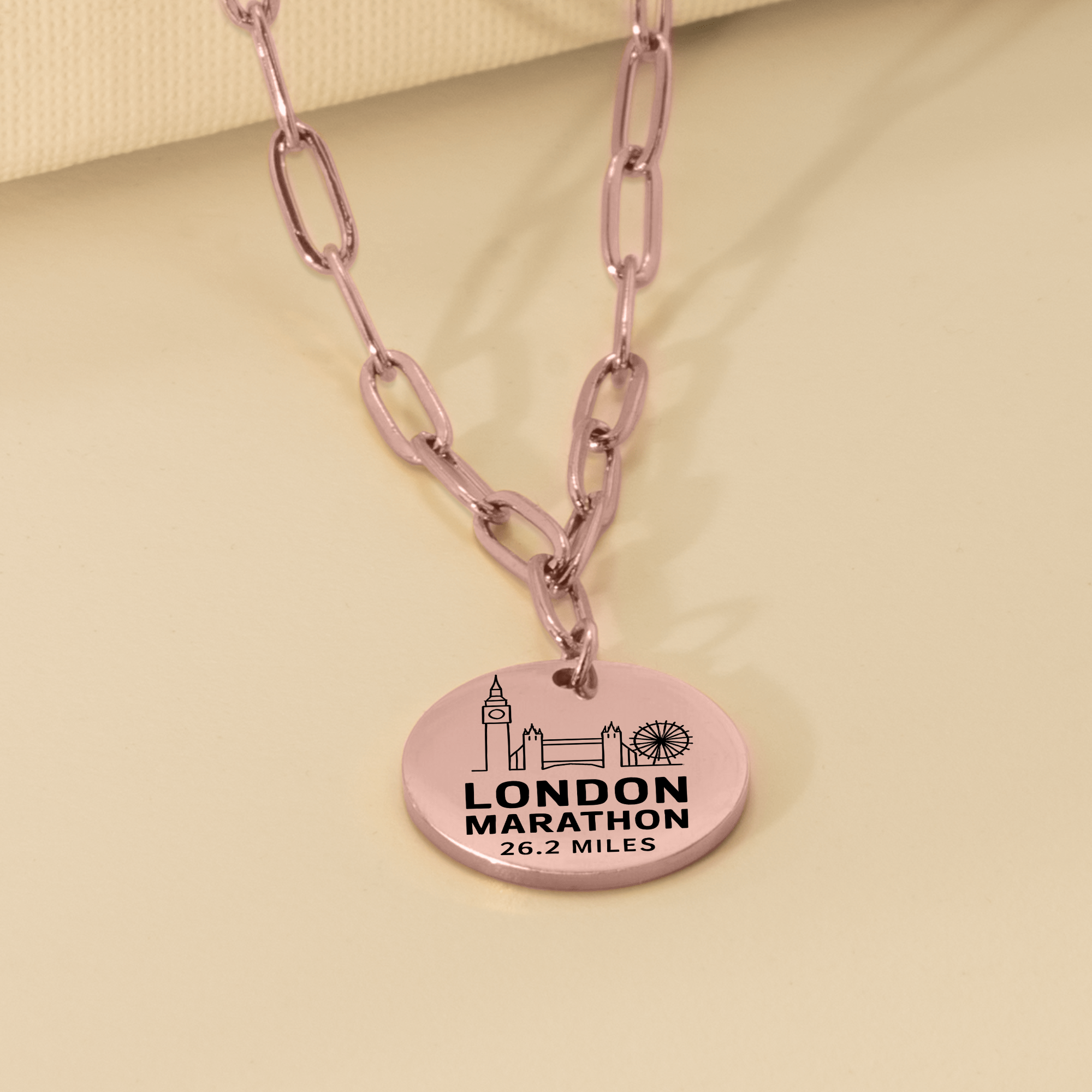 Personalized London Marathon Skyline Necklace 26.2 Miles