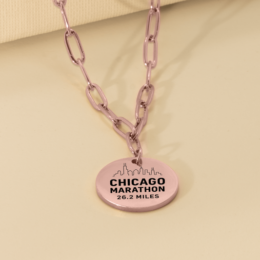 Personalized Chicago Marathon Skyline Necklace 26.2 Miles