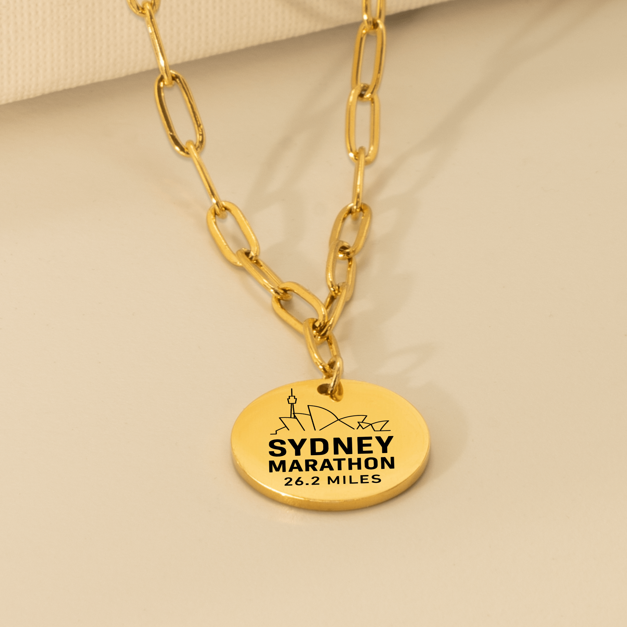 Personalized Sydney Marathon Skyline Necklace 26.2 Miles
