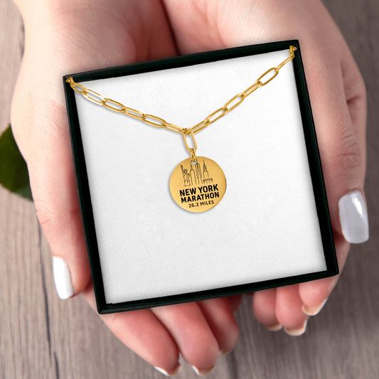 Personalized New York Marathon Skyline Necklace 26.2 Miles