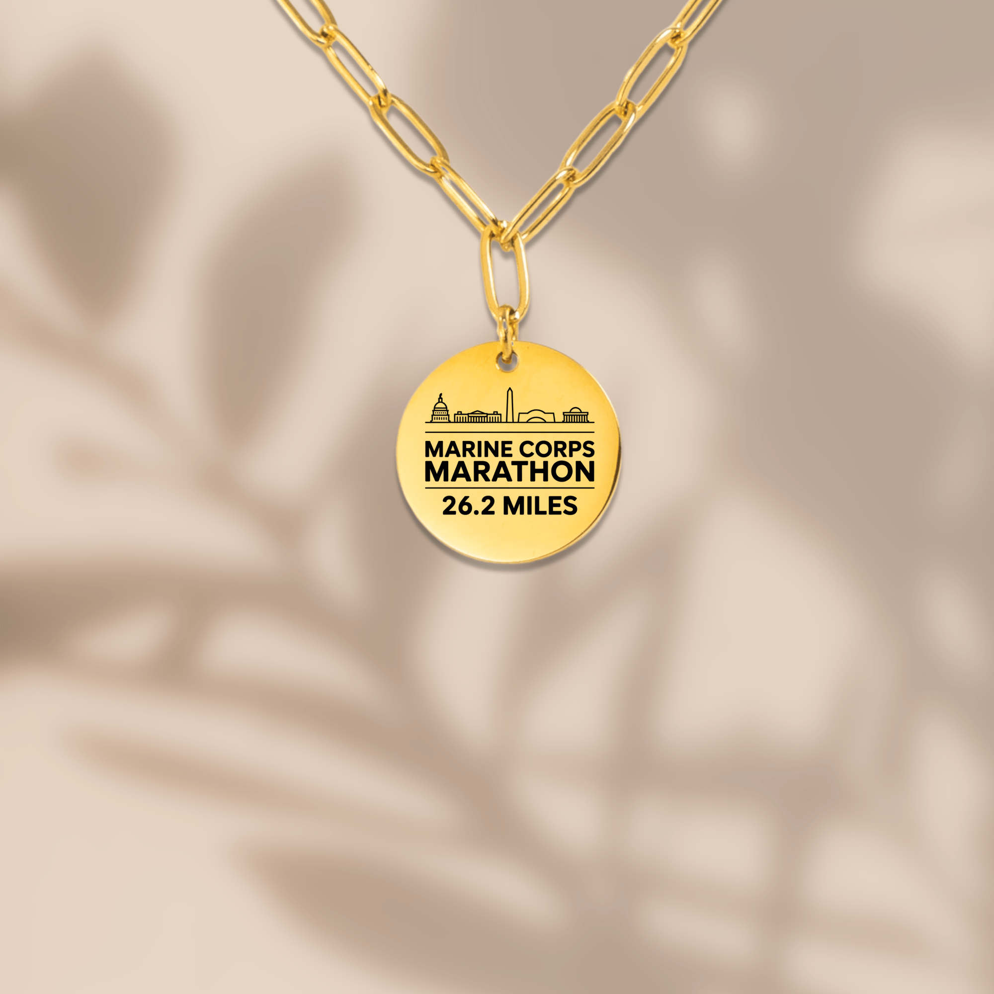 Personalized Marine Corp Marathon Skyline Necklace 26.2 Miles