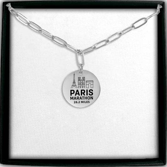 Personalized Paris Marathon Skyline Necklace 26.2 Miles