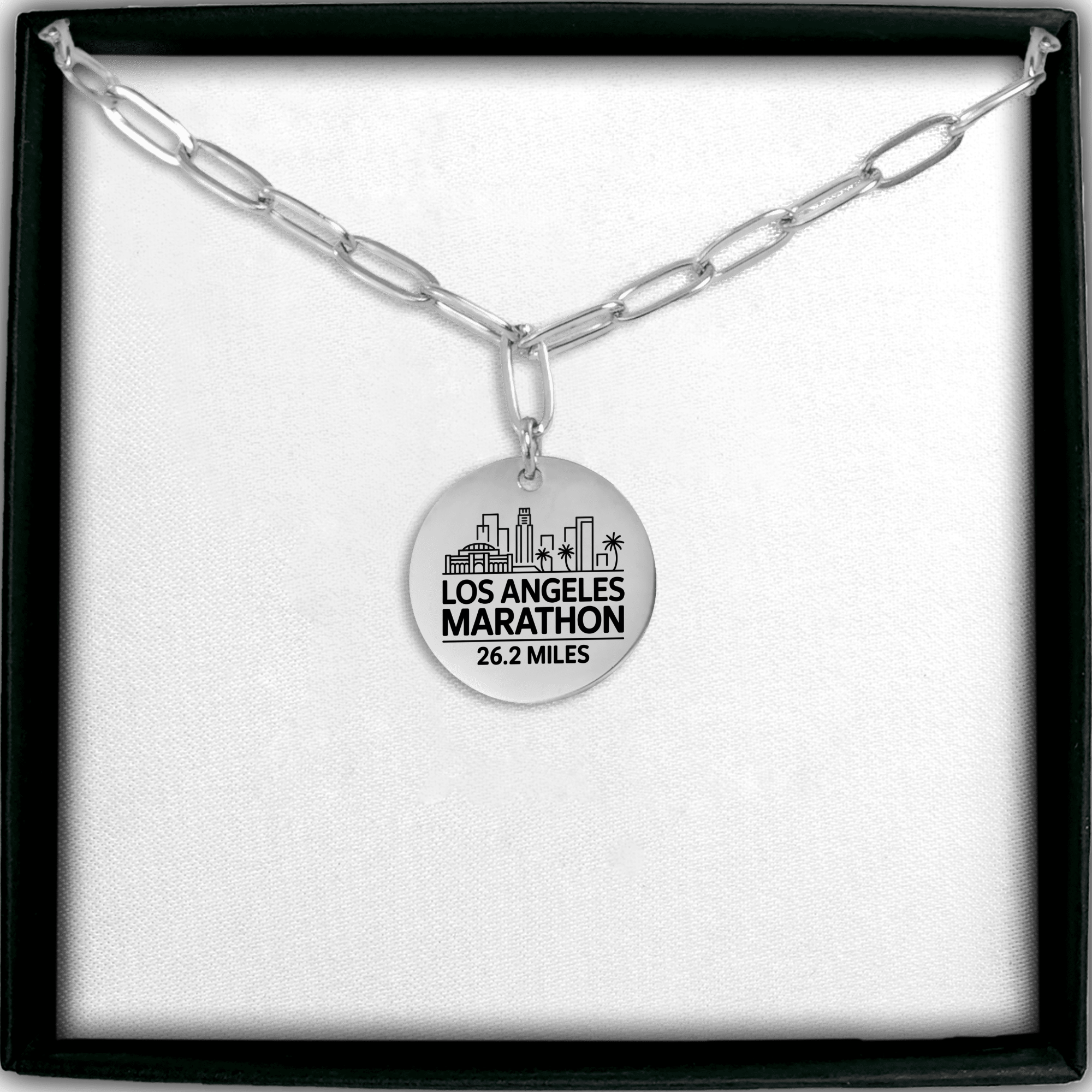 Personalized LA Marathon Skyline Necklace 26.2 Miles