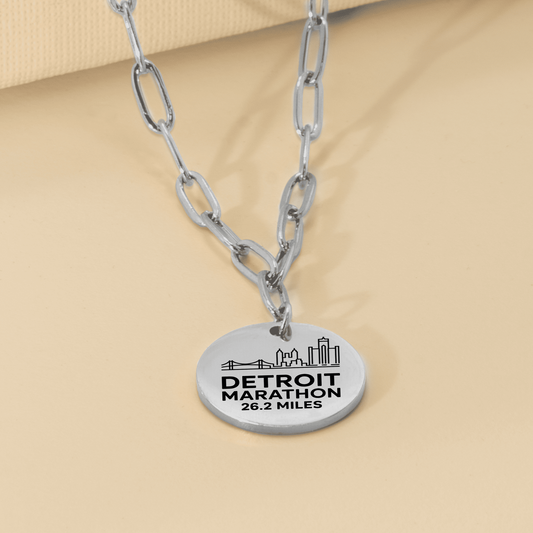 Personalized Detroit Marathon Skyline Necklace 26.2 Miles