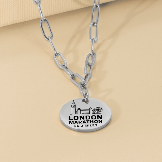 Personalized London Marathon Skyline Necklace 26.2 Miles