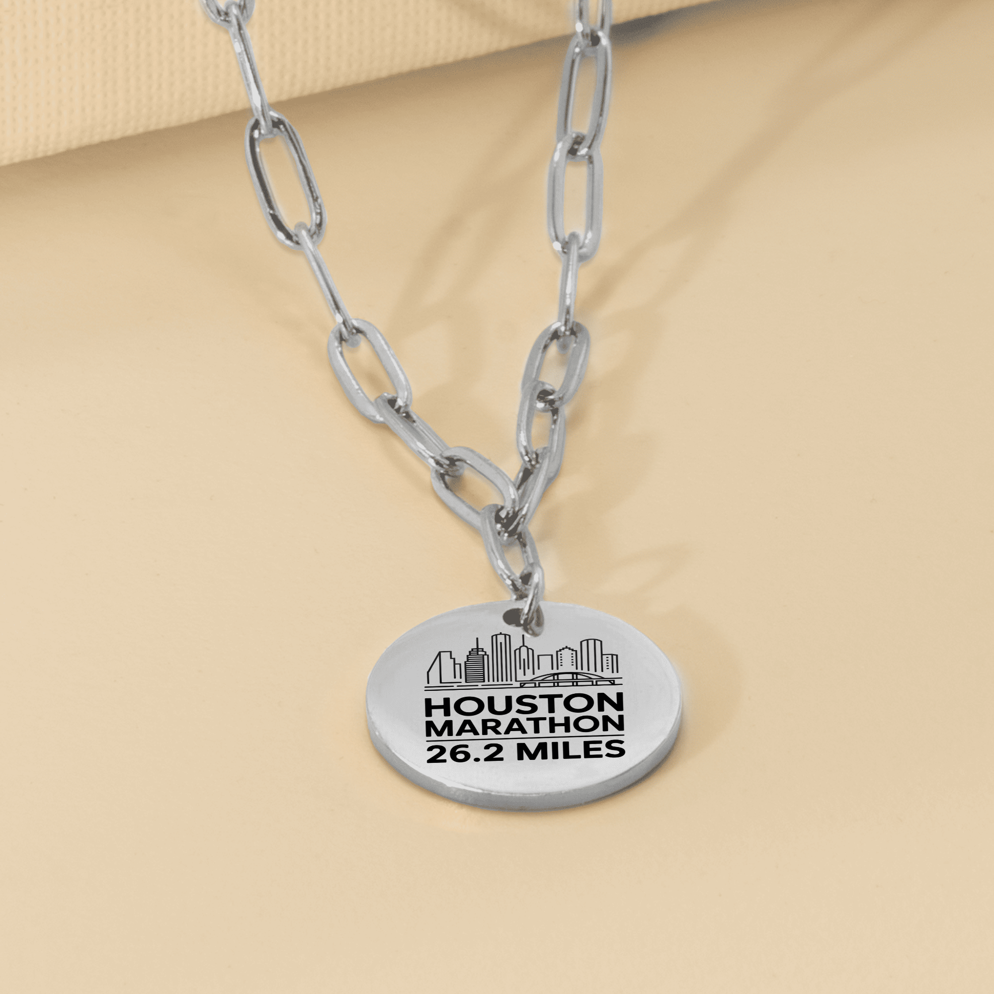 Personalized Houston Marathon Skyline Necklace 26.2 Miles