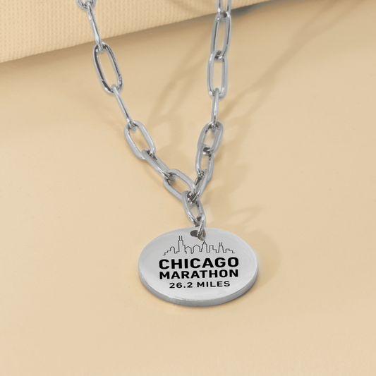 Personalized Chicago Marathon Skyline Necklace 26.2 Miles