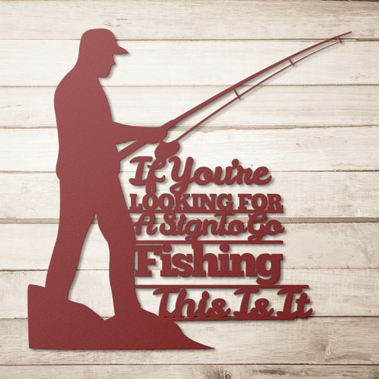 Fishing Metal Wall Sign – Outdoor & Indoor Decor - Black - Sloth & Duck