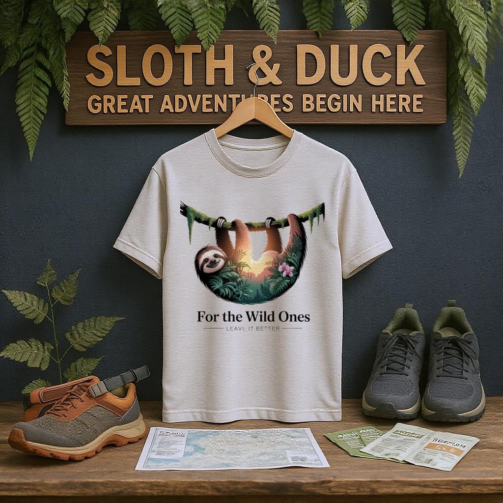 "For The Wild Ones" Sloth T-Shirt, - XS - Sloth & Duck