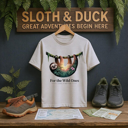 "For The Wild Ones" Sloth T-Shirt, - XS - Sloth & Duck