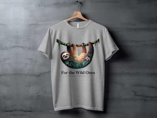 "For The Wild Ones" Sloth T-Shirt, - XS - Sloth & Duck