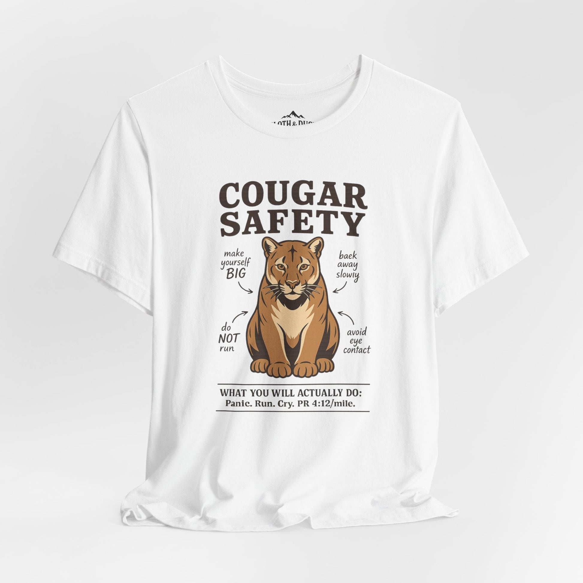 Funny Cougar Safety T-Shirt - S - Sloth & Duck