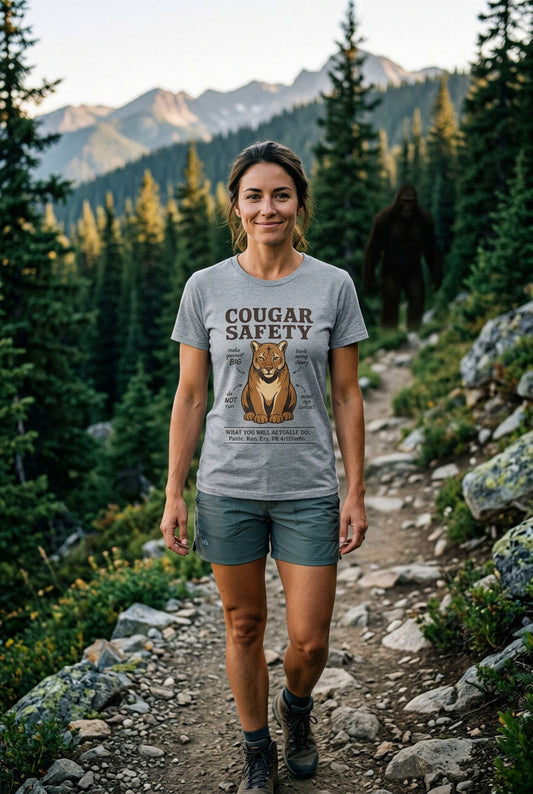 Funny Cougar Safety T-Shirt - S - Sloth & Duck