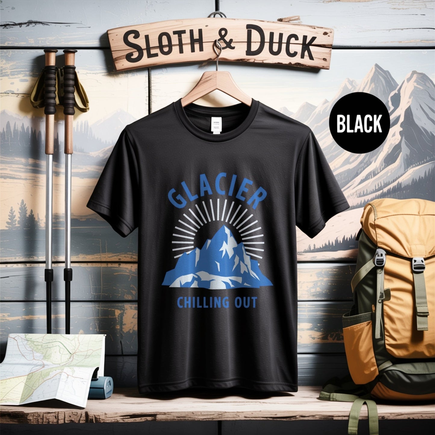 Glacier National Park 'Chilling Out' T-Shirt - S - Sloth & Duck