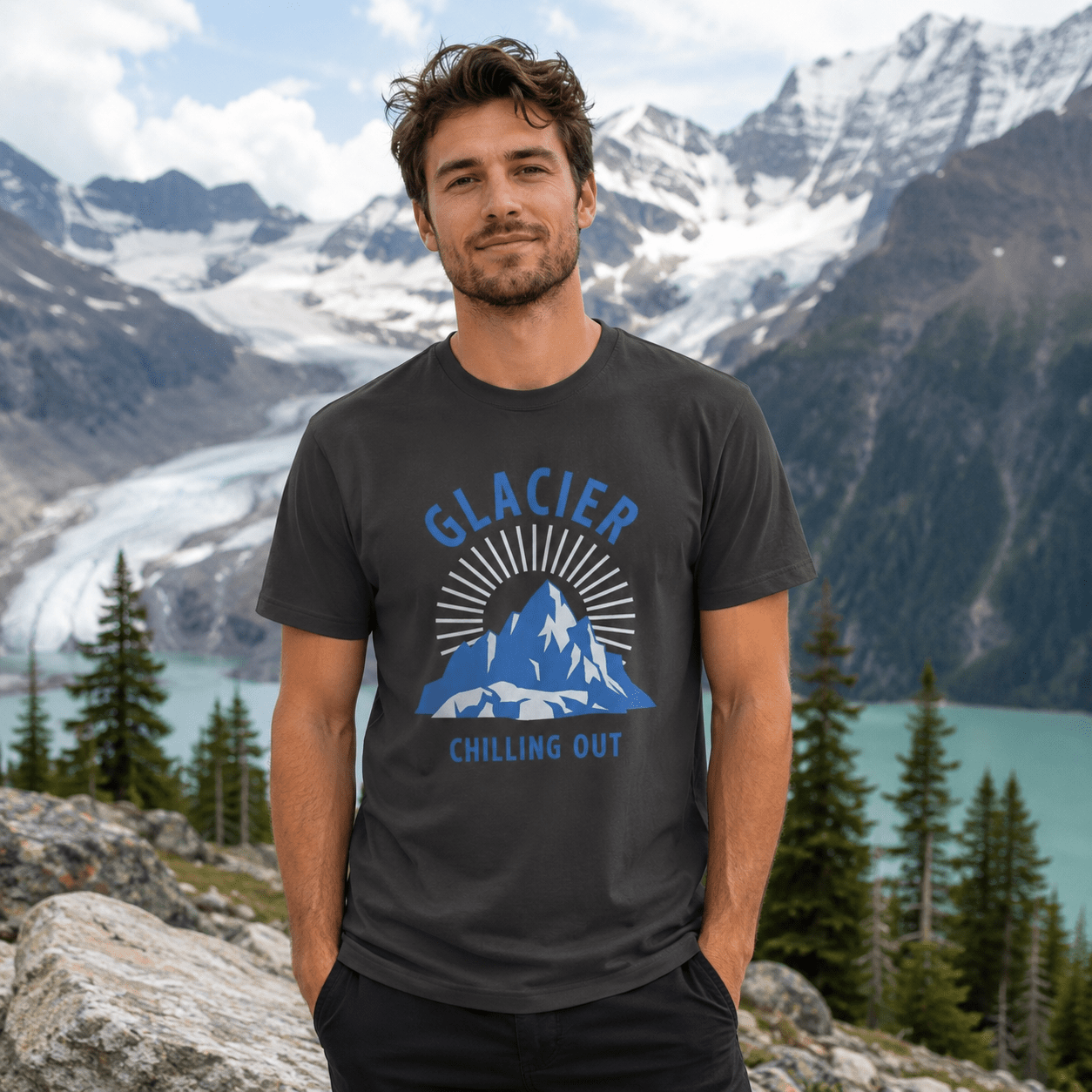 Glacier National Park 'Chilling Out' T-Shirt -S - Sloth & Duck