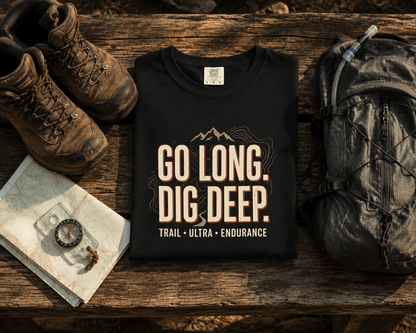 Go Long, Dig Deep T-Shirt -Black - Sloth & Duck