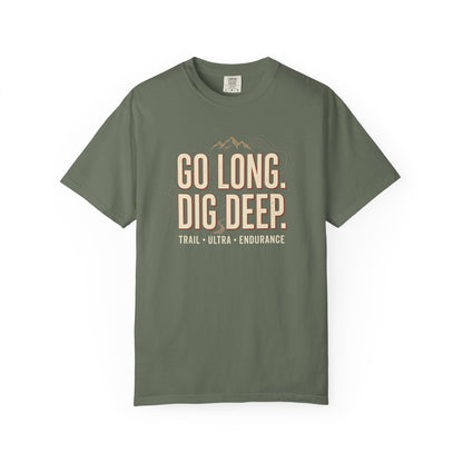 Go Long, Dig Deep T-Shirt -Moss - Sloth & Duck