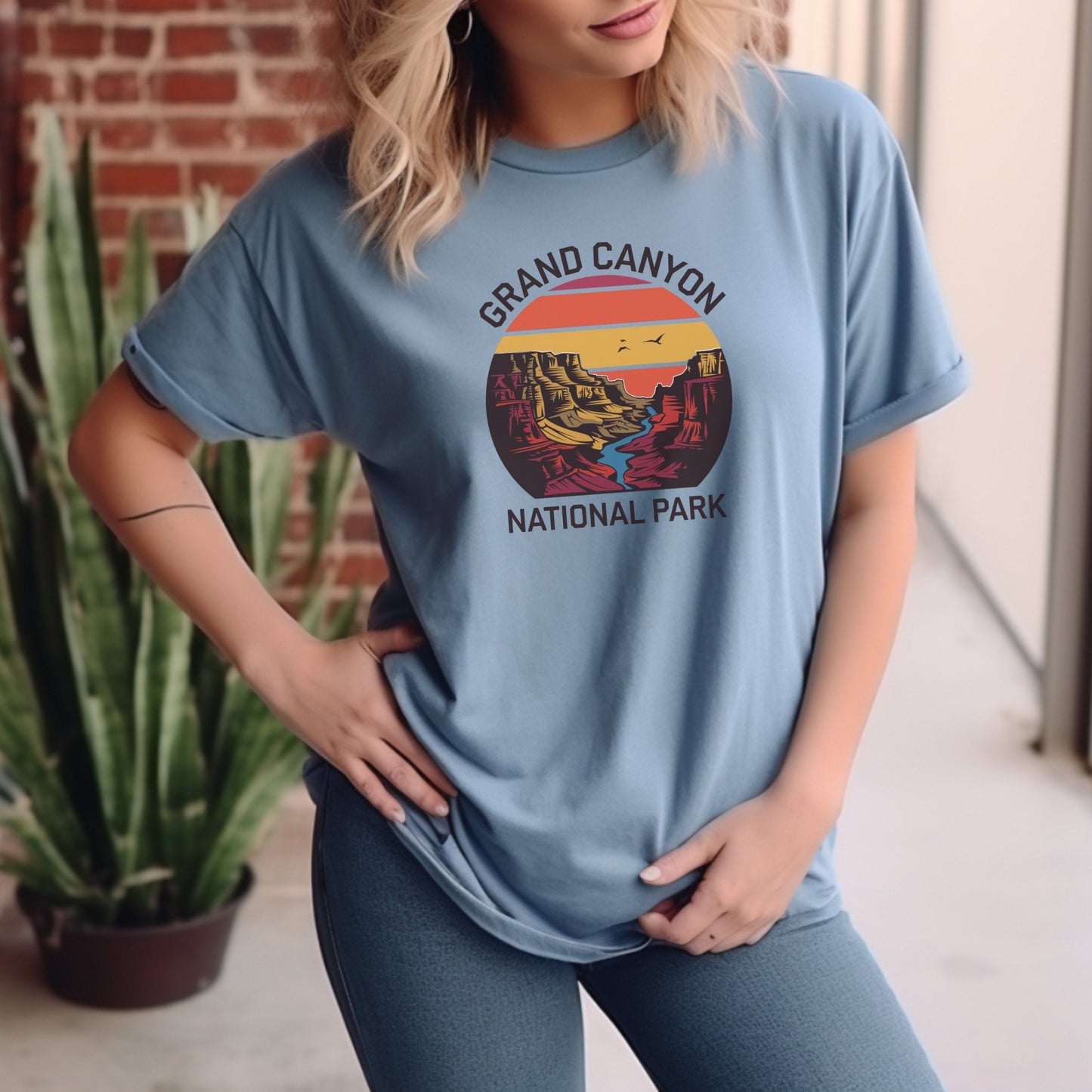 "Grand Canyon National Park" T-Shirt - Washed Denim - Sloth & Duck