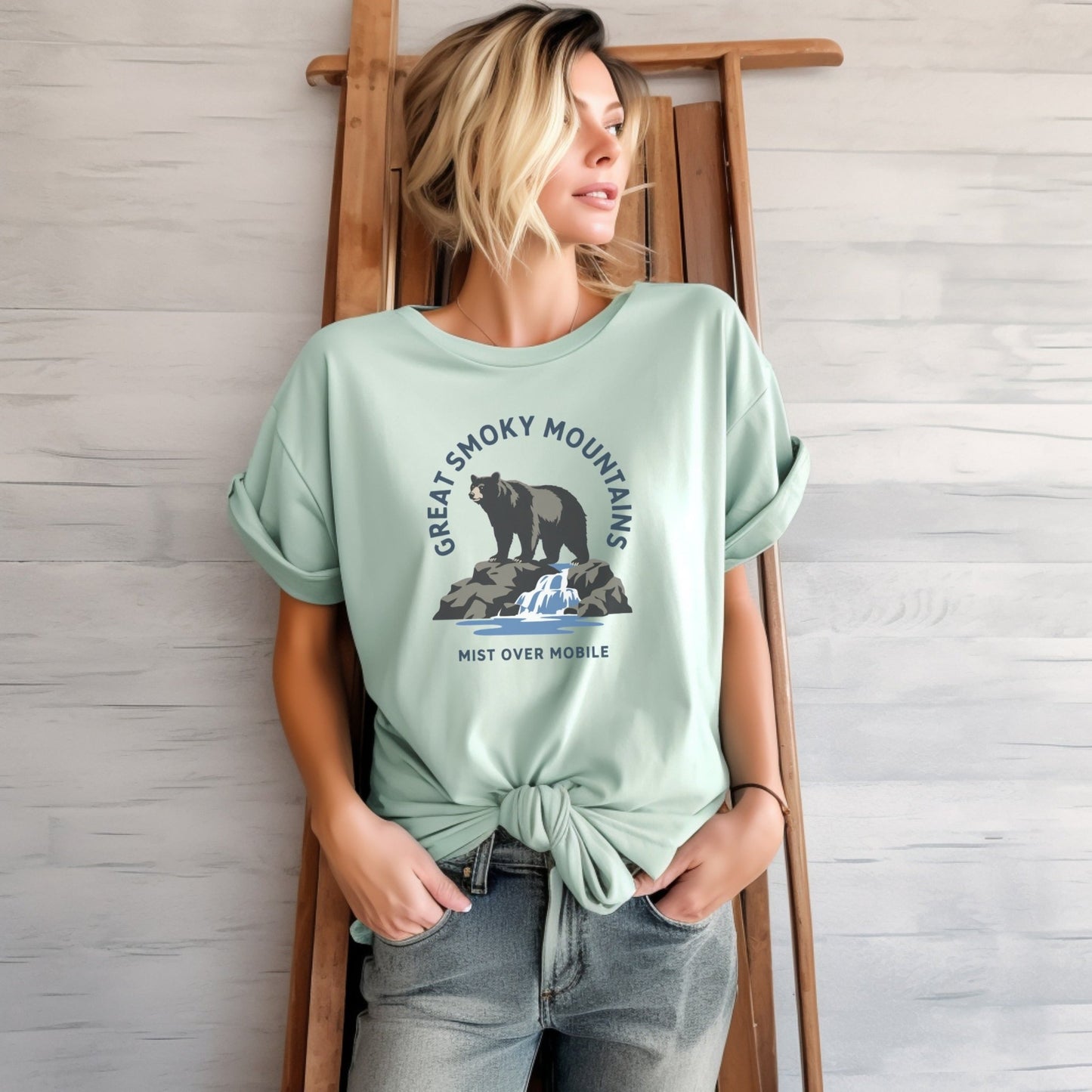 Great Smoky Bear Falls Heritage T-Shirt - S - Sloth & Duck