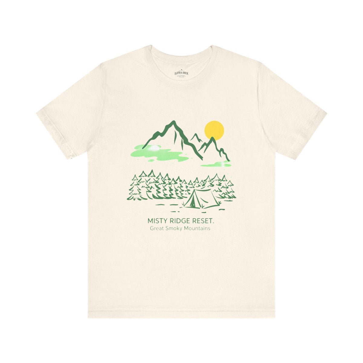 Great Smoky Mountains T-Shirt | Misty Ridge Reset Camping Tee - S - Sloth & Duck