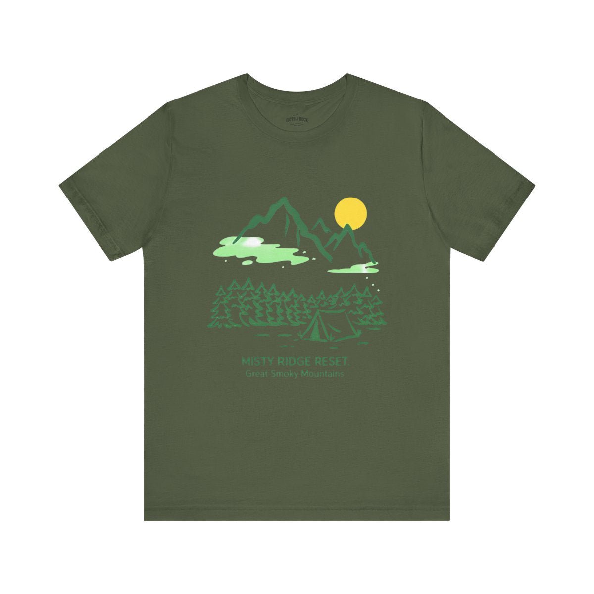 Great Smoky Mountains T-Shirt | Misty Ridge Reset Camping Tee - S - Sloth & Duck