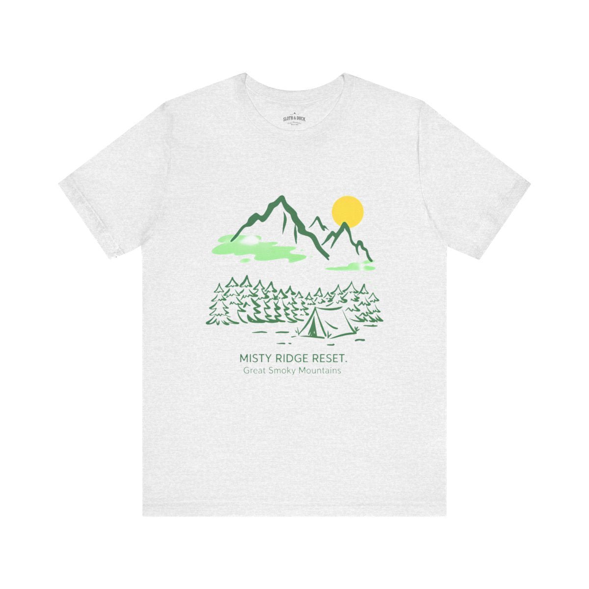 Great Smoky Mountains T-Shirt | Misty Ridge Reset Camping Tee - S - Sloth & Duck