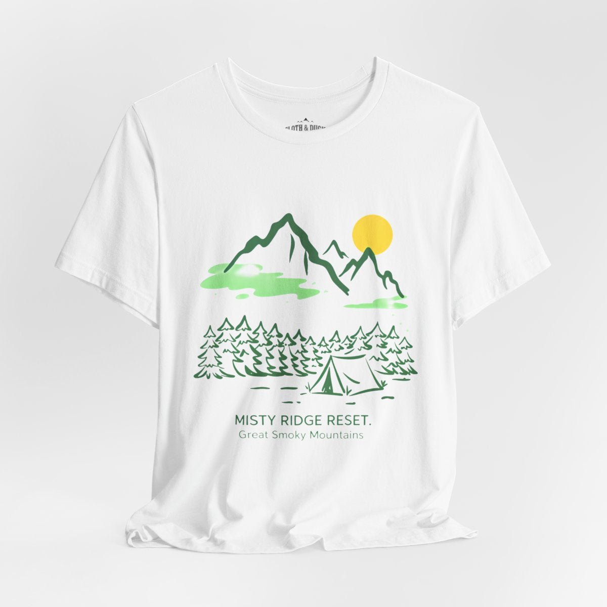 Great Smoky Mountains T-Shirt | Misty Ridge Reset Camping Tee - S - Sloth & Duck
