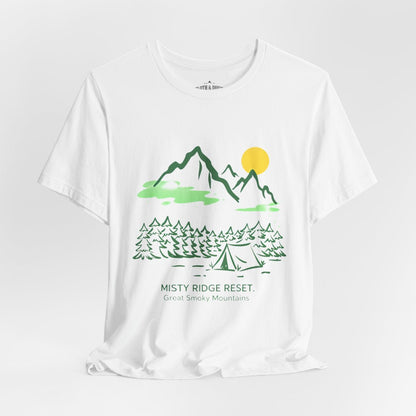 Great Smoky Mountains T-Shirt | Misty Ridge Reset Camping Tee - S - Sloth & Duck
