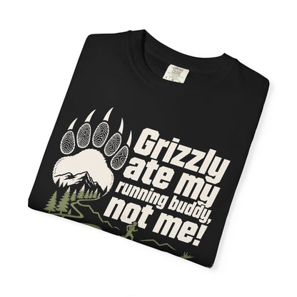 Grizzly Ate My Running Buddy Not Me T-Shirt | Sloth & Duck -Black - Sloth & Duck