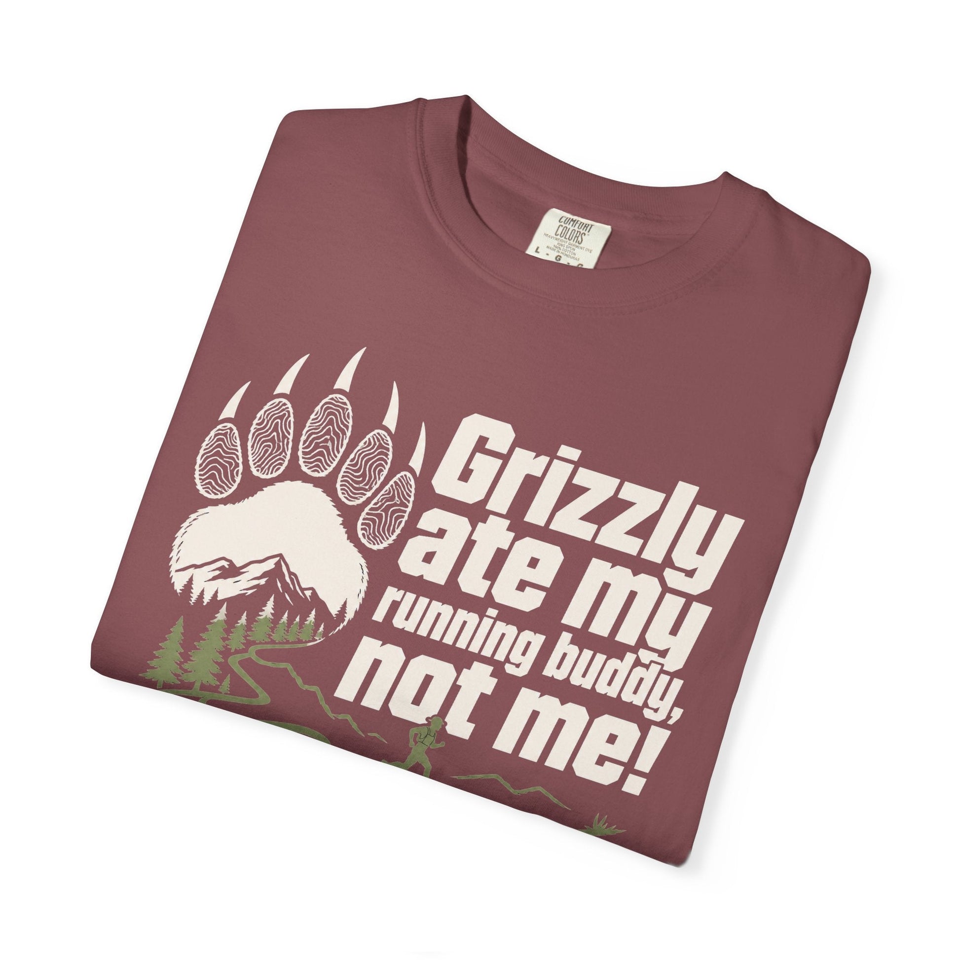 Grizzly Ate My Running Buddy Not Me T-Shirt | Sloth & Duck -Brick - Sloth & Duck