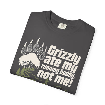 Grizzly Ate My Running Buddy Not Me T-Shirt | Sloth & Duck -Graphite - Sloth & Duck
