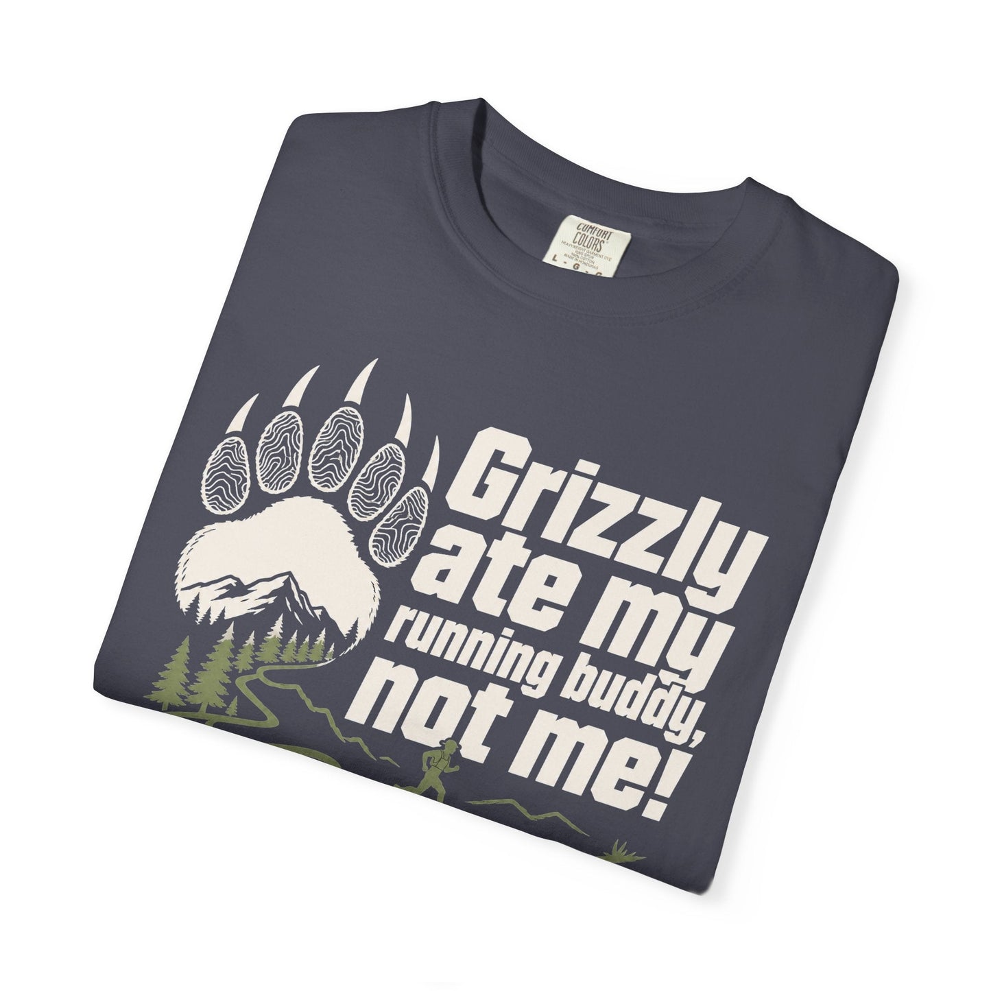 Grizzly Ate My Running Buddy Not Me T-Shirt | Sloth & Duck -Navy - Sloth & Duck
