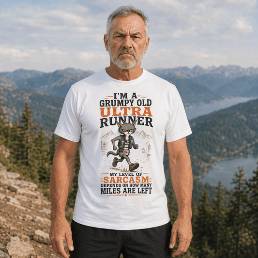 Grumpy Old Ultra Runner Performance T-Shirt -Graphite - Sloth & Duck