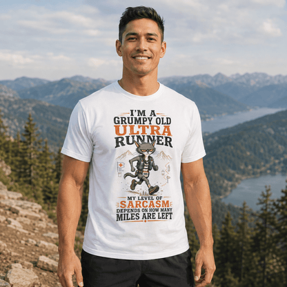 Grumpy Old Ultra Runner Performance T-Shirt -Graphite - Sloth & Duck