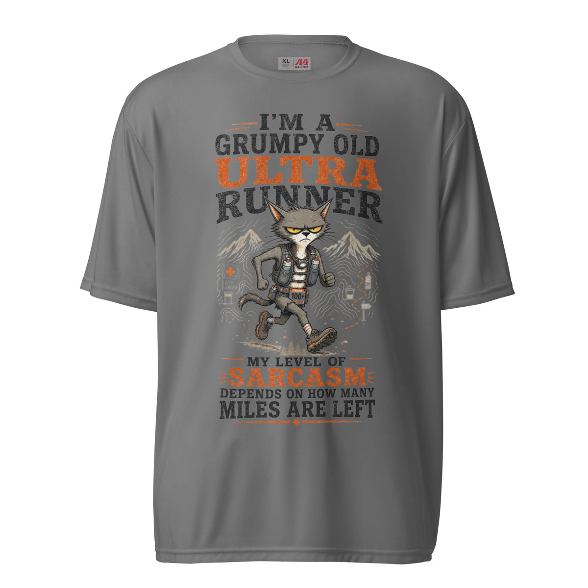 Grumpy Old Ultra Runner Performance T-Shirt -Graphite - Sloth & Duck