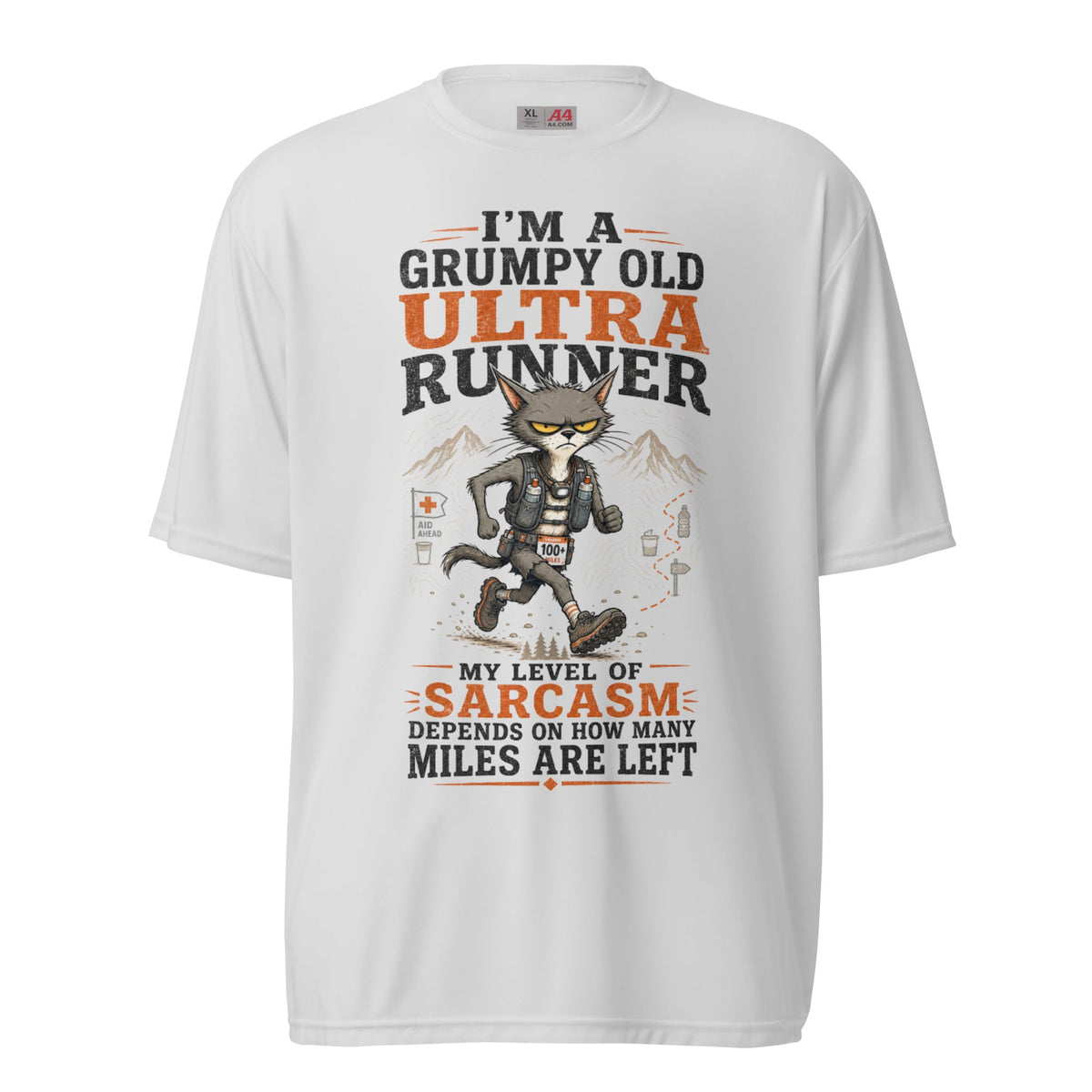 Grumpy Old Ultra Runner Performance T-Shirt -Silver - Sloth & Duck