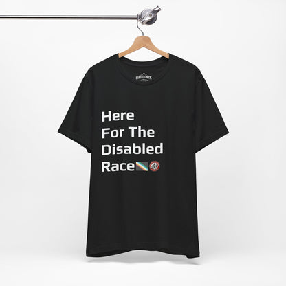 "Here For The Disabled Race" Tee - Pink - Sloth & Duck