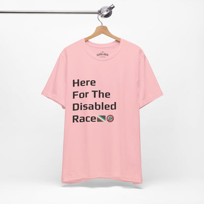"Here For The Disabled Race" Tee - Pink - Sloth & Duck