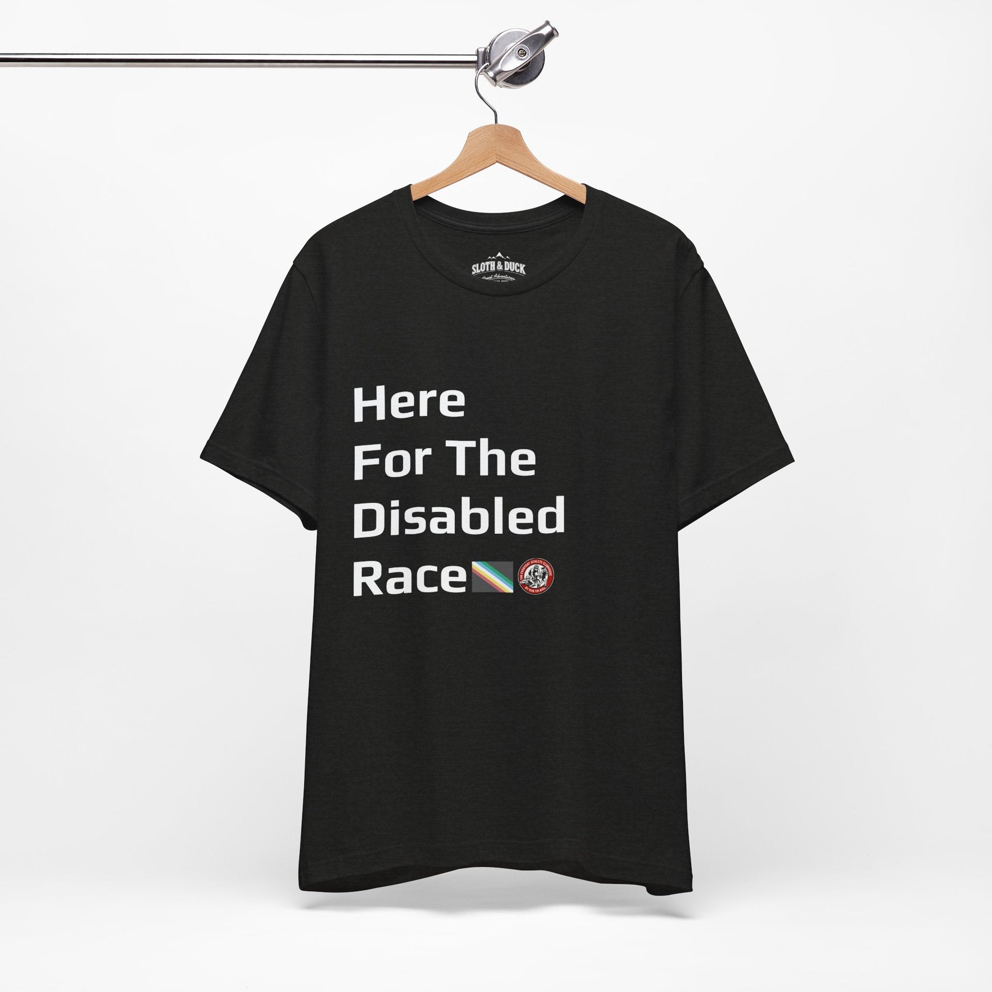 "Here For The Disabled Race" Tee - Black Heather - Sloth & Duck
