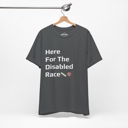 "Here For The Disabled Race" Tee - Asphalt - Sloth & Duck