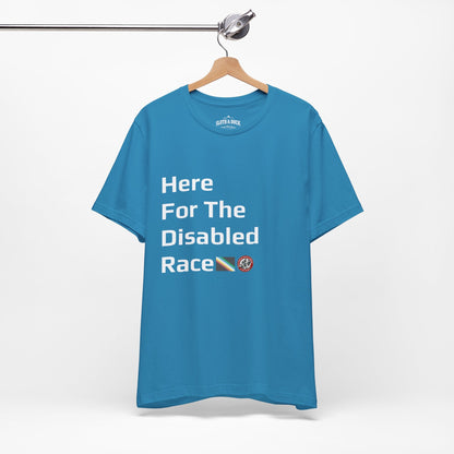 "Here For The Disabled Race" Tee - Aqua - Sloth & Duck