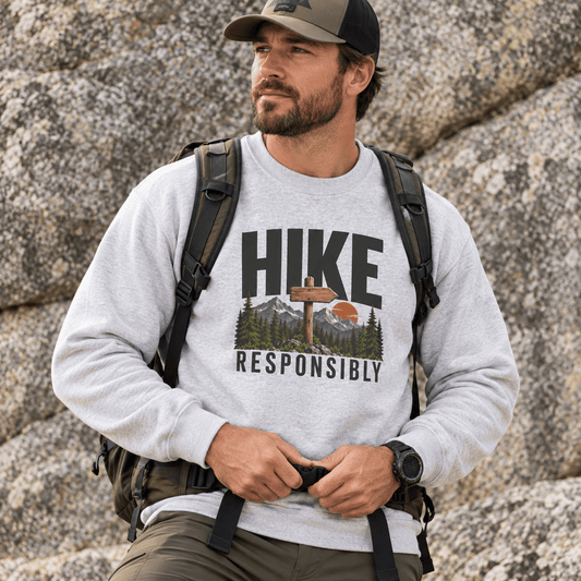 Hike Responsibly Crewneck Sweatshirt -S - Sloth & Duck