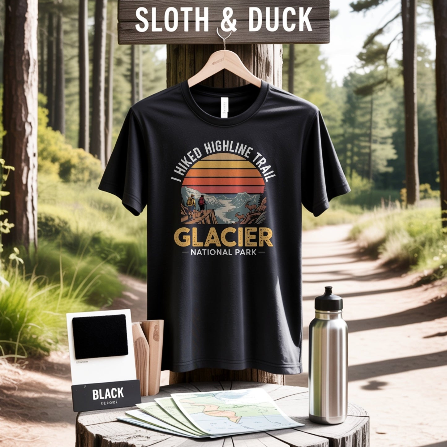 "I Hiked Glacier National Park" T-Shirt - S - Sloth & Duck