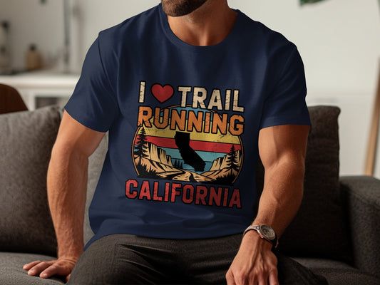 "I Love Trail Running" California Graphic T-Shirt - T-Shirt Dark - Sloth & Duck