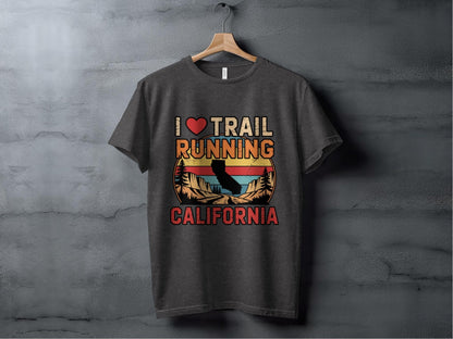 "I Love Trail Running" California Graphic T-Shirt - T-Shirt Dark - Sloth & Duck